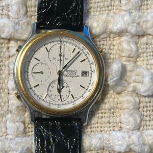 Seiko Gold and Black Chronograph Watch